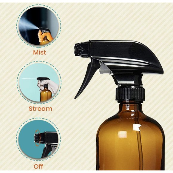 4PK Spray Bottles 16oz Amber Glass Squirt Bottles For All Cleaning Solutions - Picture 5 of 5